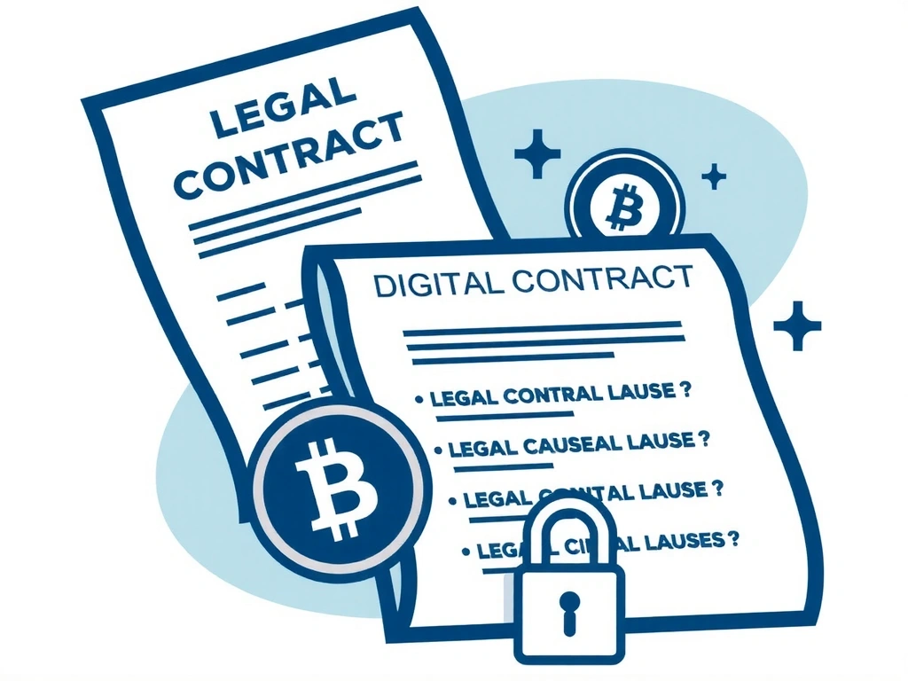 Ilustrație cu un contract digital și termeni legali